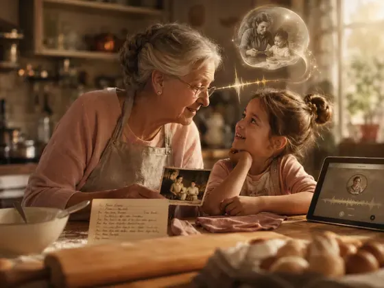 Une grand-mère transmet un souvenir à un enfant